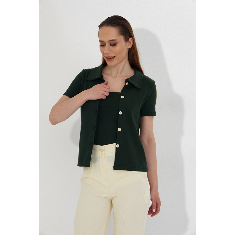 Green Bandeau Top + Shirt Set | Montivo Pakistan