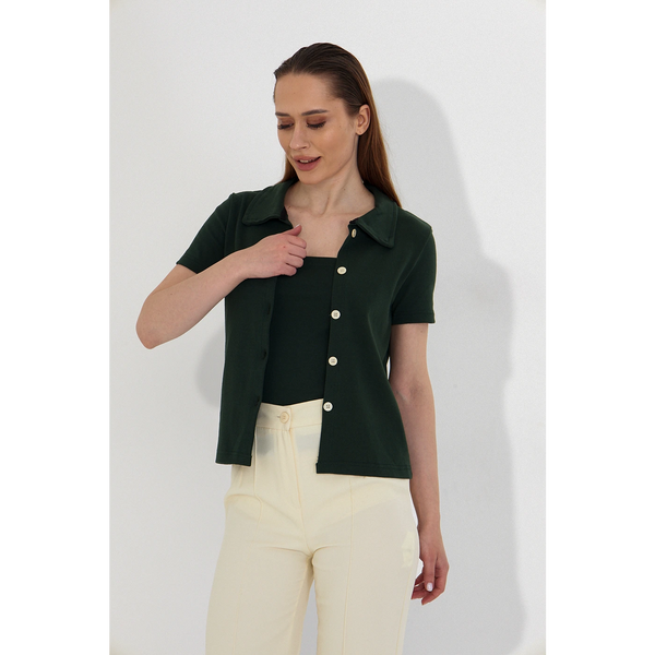 Green Bandeau Top + Shirt Set | Montivo Pakistan