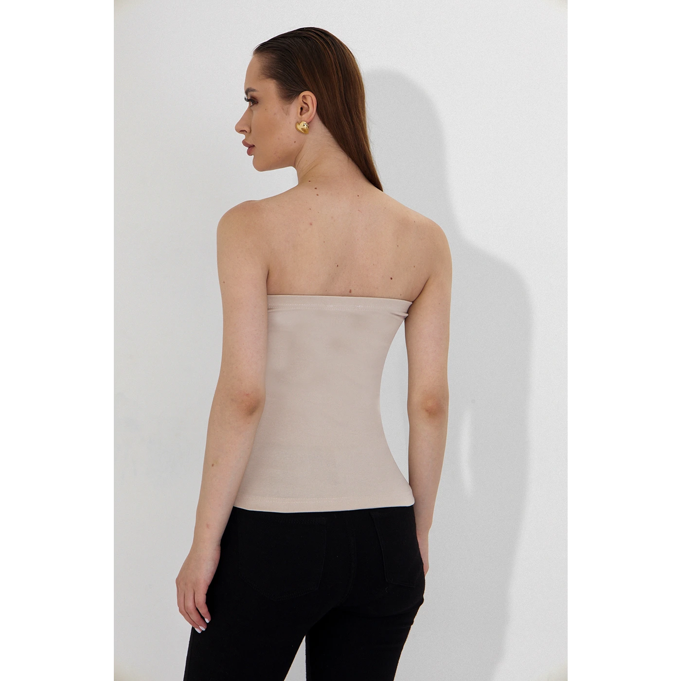 Beige Bandeau Top + Shirt Set | Montivo Pakistan