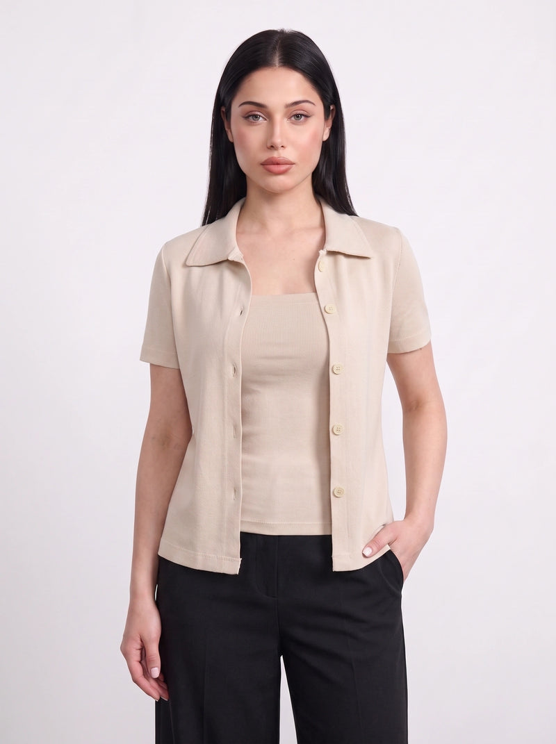 Beige Bandeau Top + Shirt Set | Montivo Pakistan