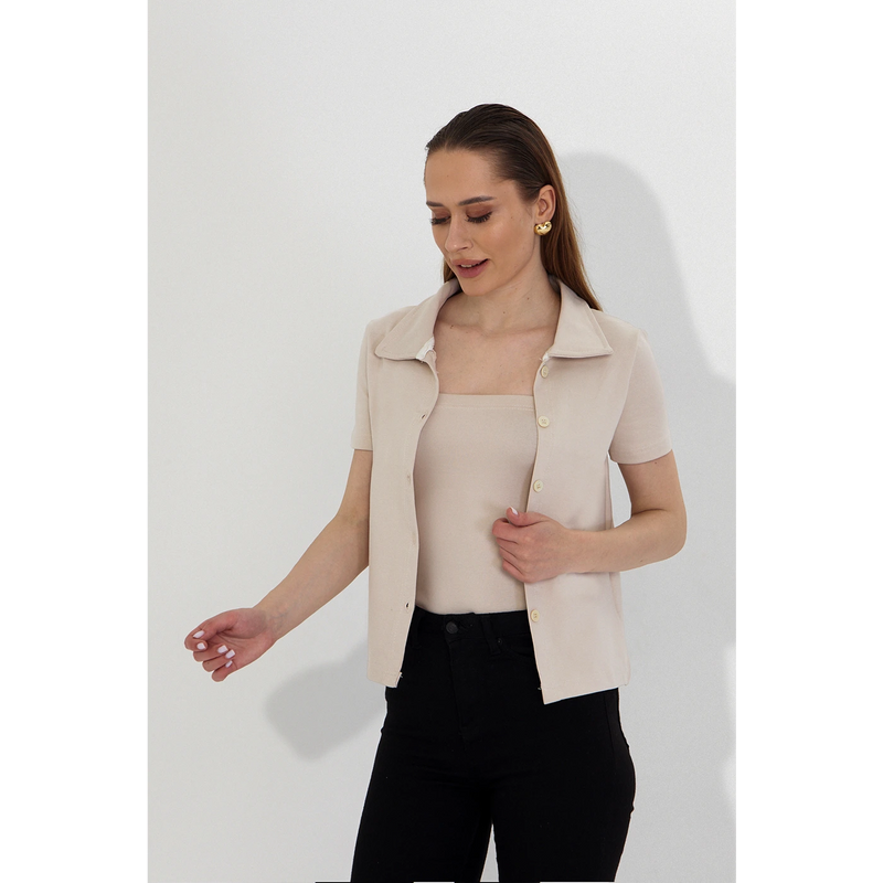 Beige Bandeau Top + Shirt Set | Montivo Pakistan