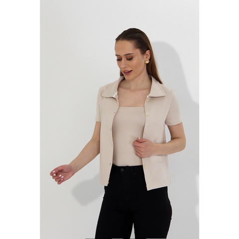 Beige Bandeau Top + Shirt Set | Montivo Pakistan