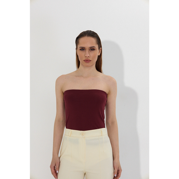 Burgundy Bandeau Top + Shirt Set | Montivo Pakistan