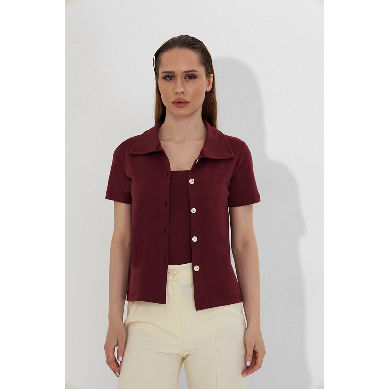 Burgundy Bandeau Top + Shirt Set | Montivo Pakistan