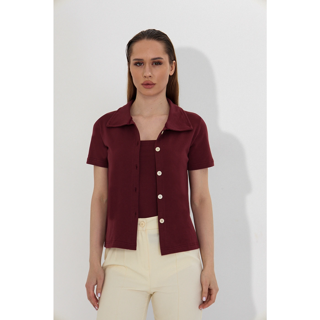 Burgundy Bandeau Top + Shirt Set | Montivo Pakistan