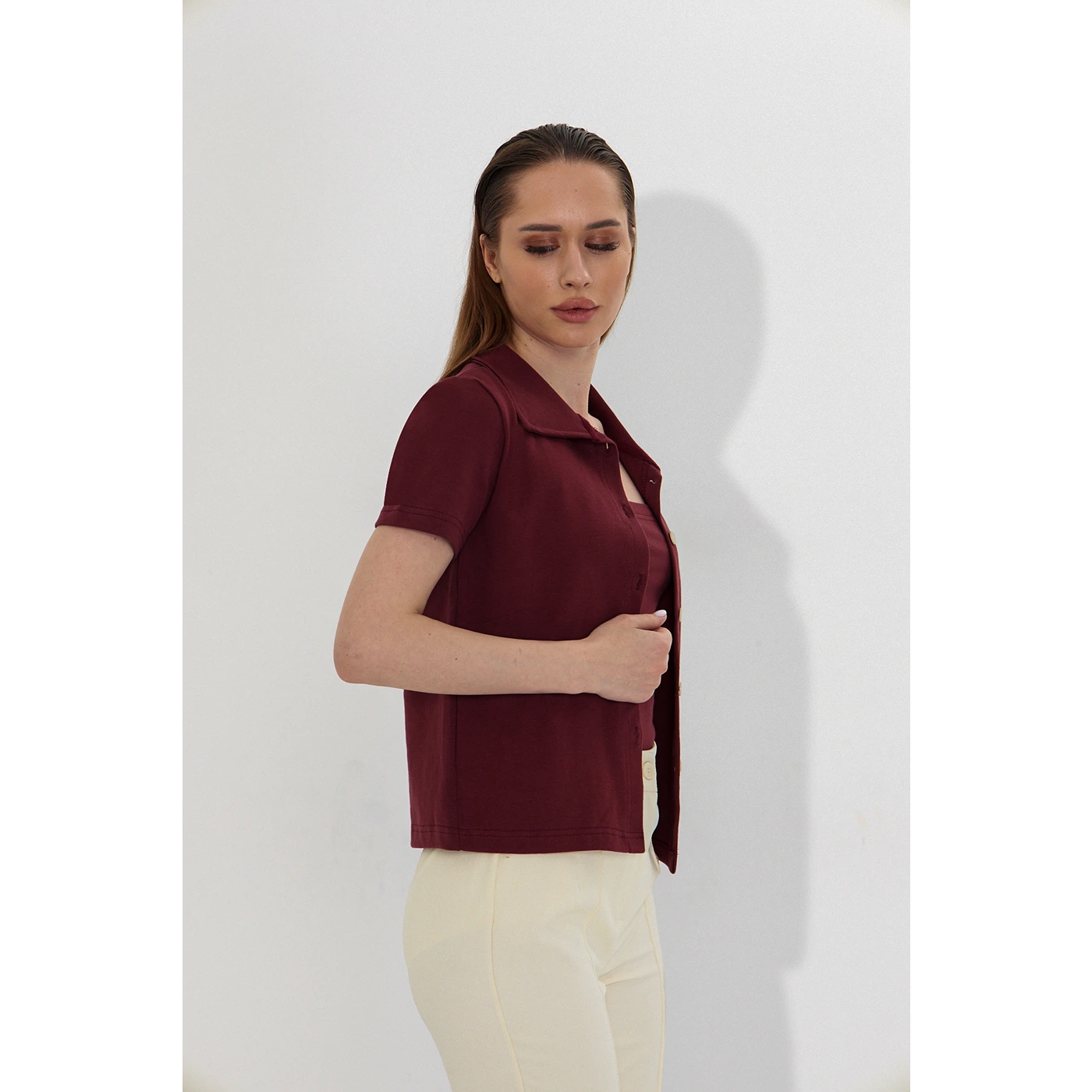 Burgundy Bandeau Top + Shirt Set | Montivo Pakistan