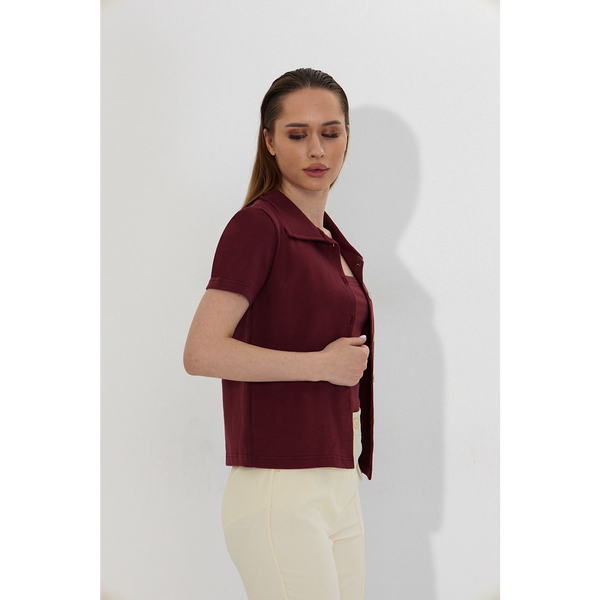 Burgundy Bandeau Top + Shirt Set | Montivo Pakistan