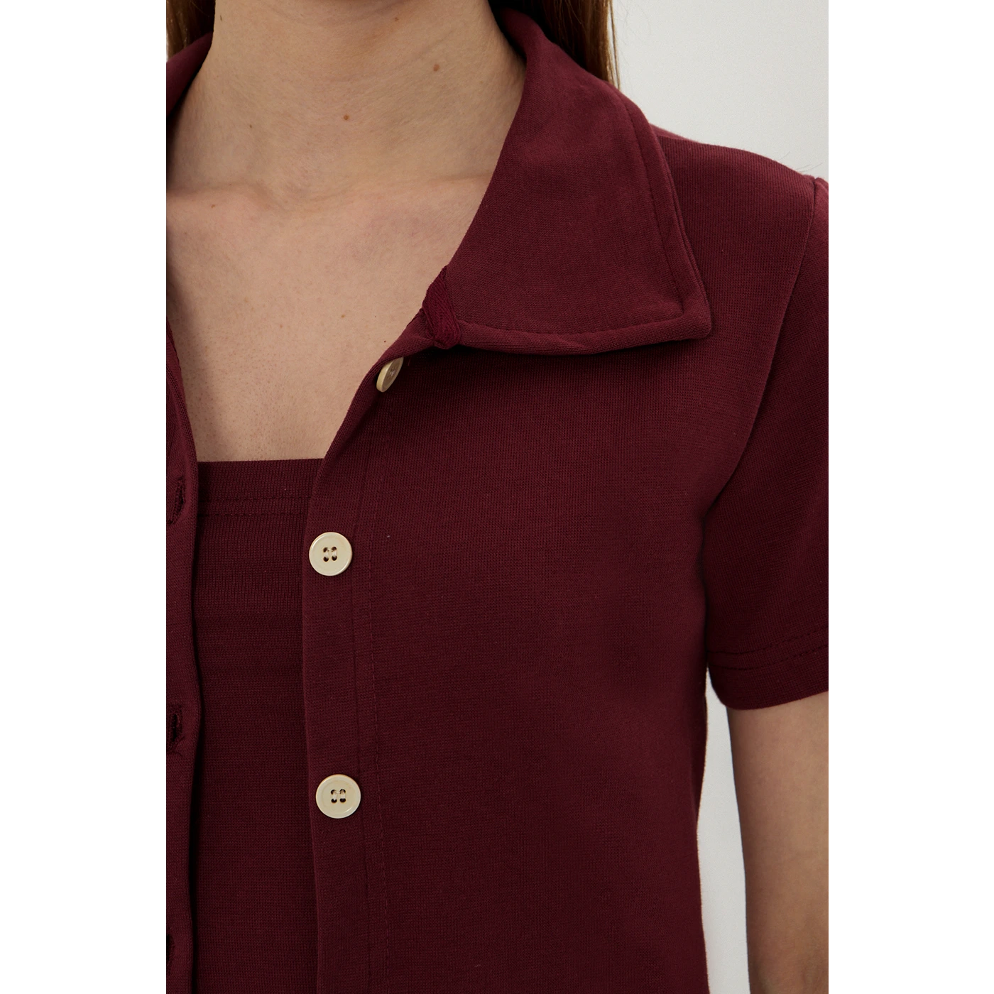 Burgundy Bandeau Top + Shirt Set | Montivo Pakistan