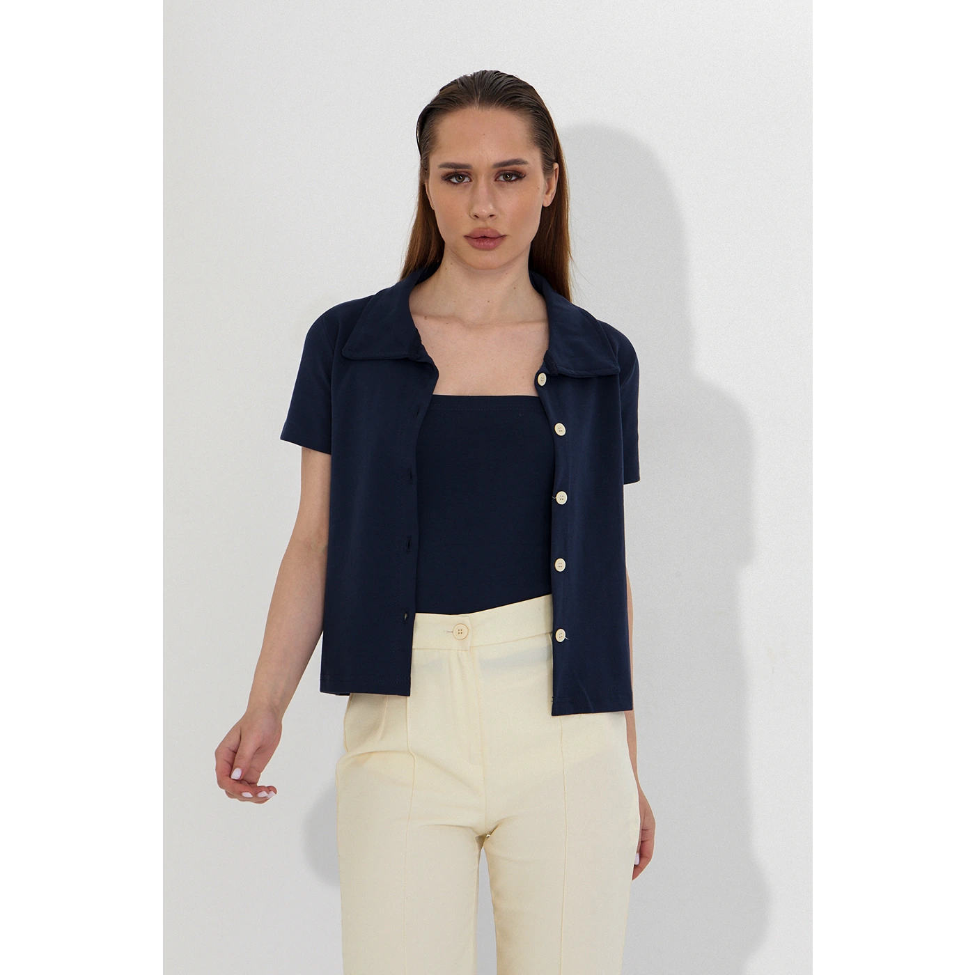 Navy Bandeau Top + Shirt Set | Montivo Pakistan