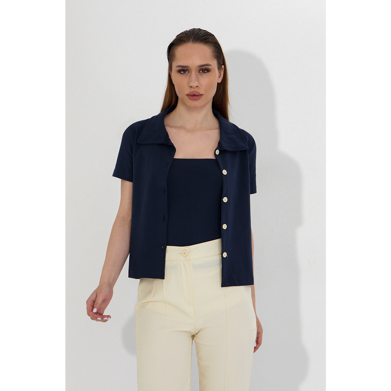 Navy Bandeau Top + Shirt Set | Montivo Pakistan