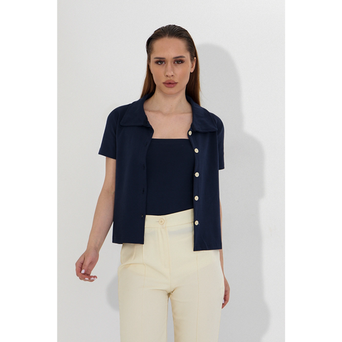 Navy Bandeau Top + Shirt Set | Montivo Pakistan