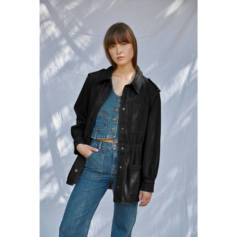 Charcoal Oversized Denim Jacket | Montivo Pakistan