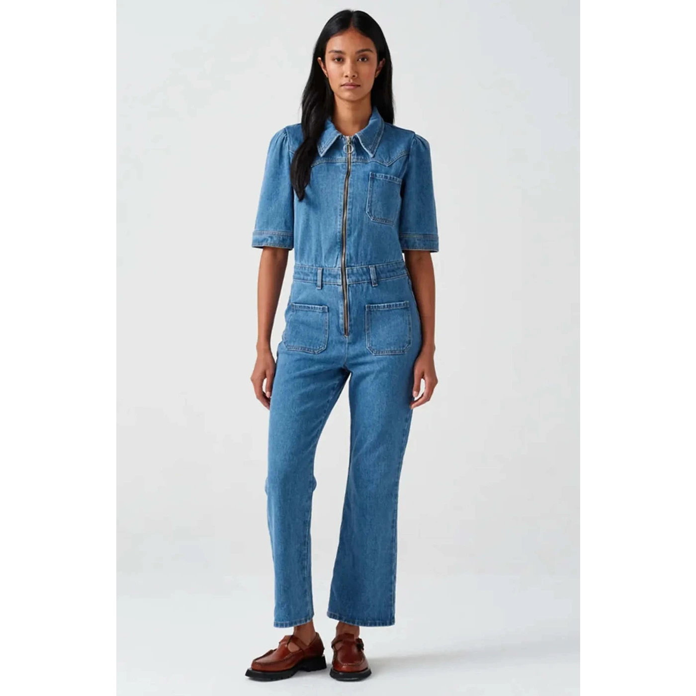 Mid Blue Vintage Denim Jumpsuit | Montivo Pakistan