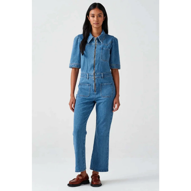 Mid Blue Vintage Denim Jumpsuit | Montivo Pakistan