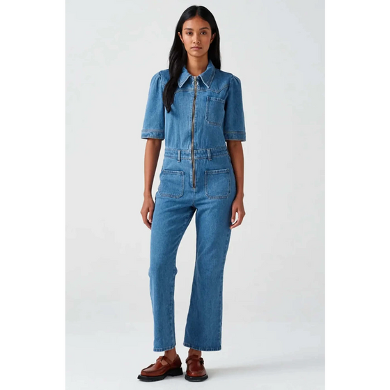 Mid Blue Vintage Denim Jumpsuit | Montivo Pakistan