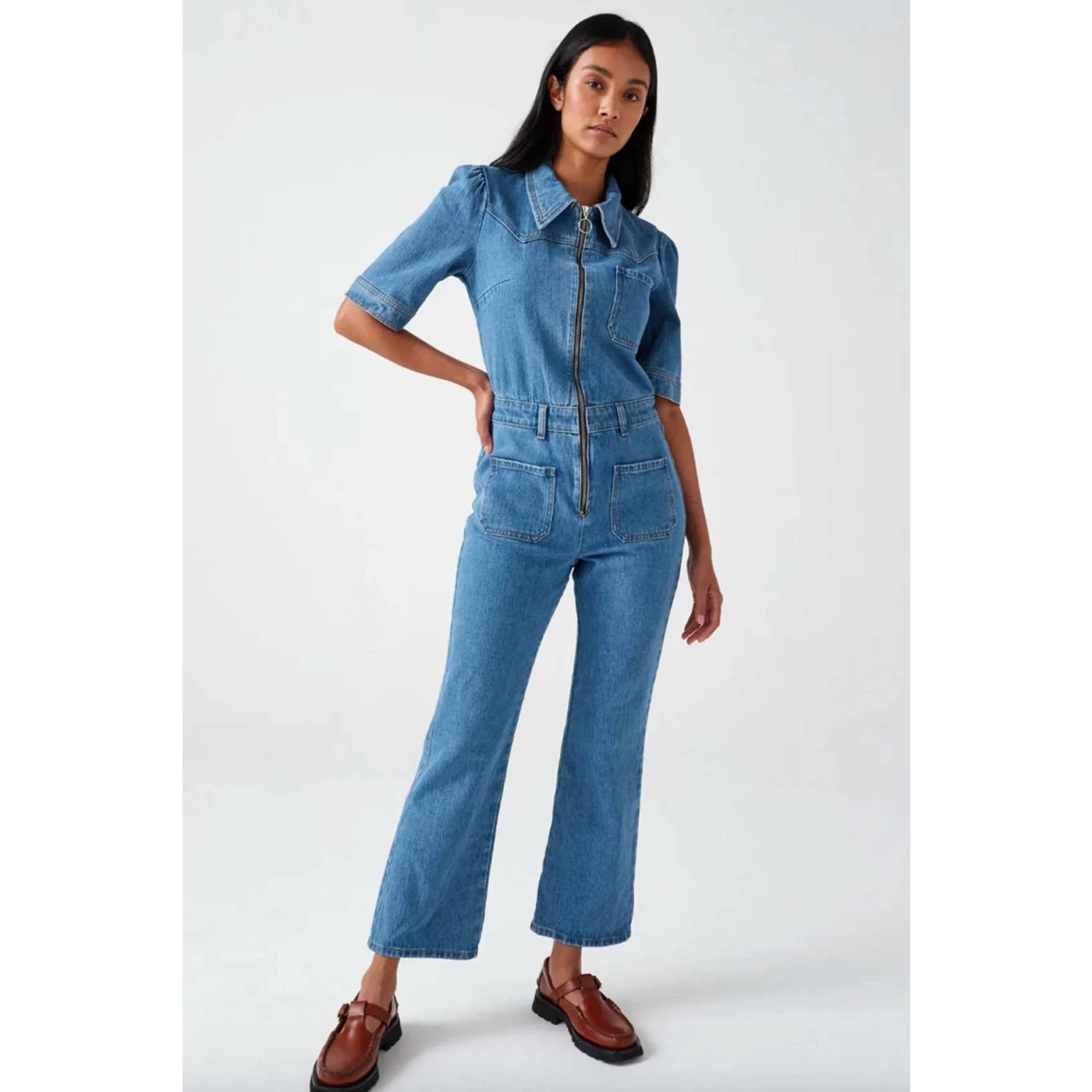 Mid Blue Vintage Denim Jumpsuit | Montivo Pakistan