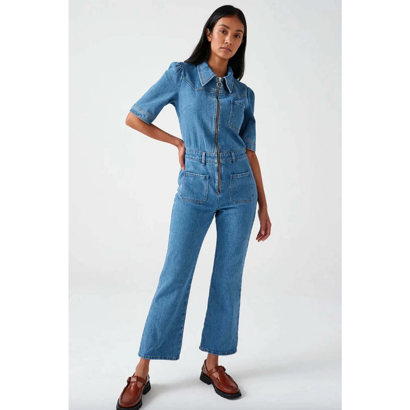 Mid Blue Vintage Denim Jumpsuit | Montivo Pakistan