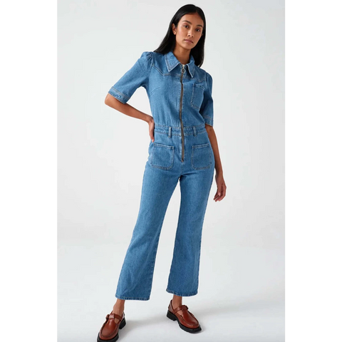 Mid Blue Vintage Denim Jumpsuit | Montivo Pakistan