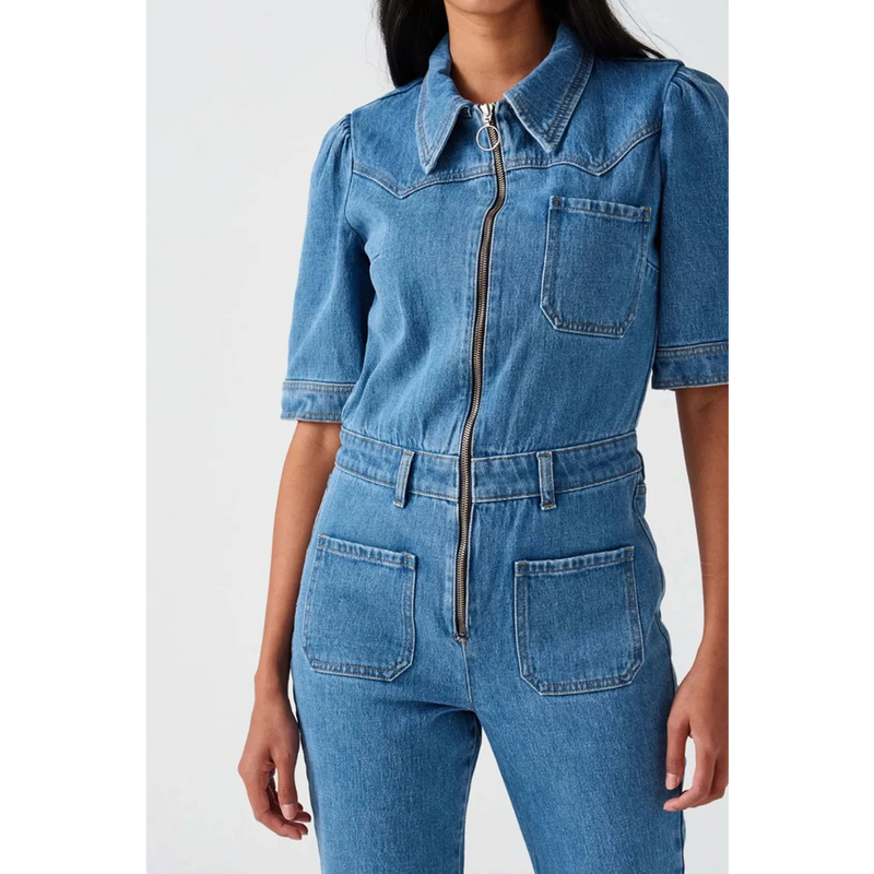 Mid Blue Vintage Denim Jumpsuit | Montivo Pakistan
