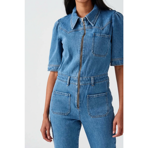 Mid Blue Vintage Denim Jumpsuit | Montivo Pakistan