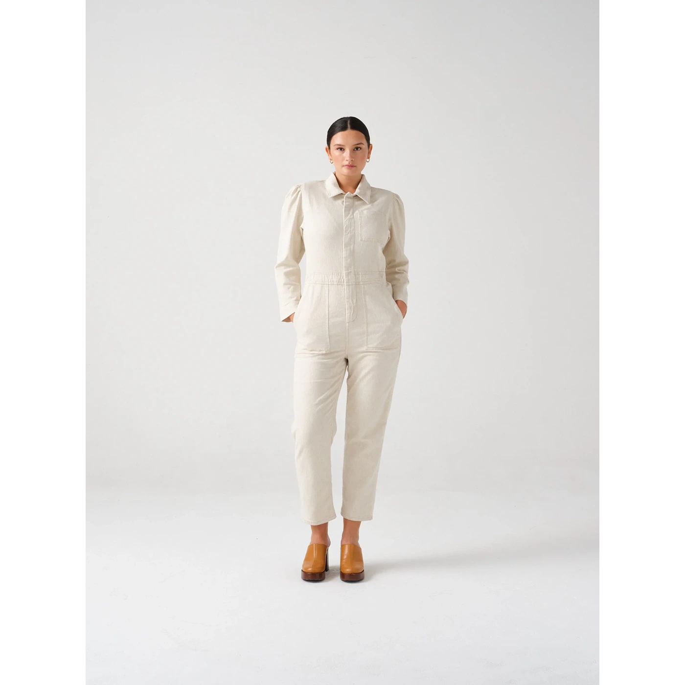 Ecru Vintage Denim Jumpsuit | Montivo Pakistan