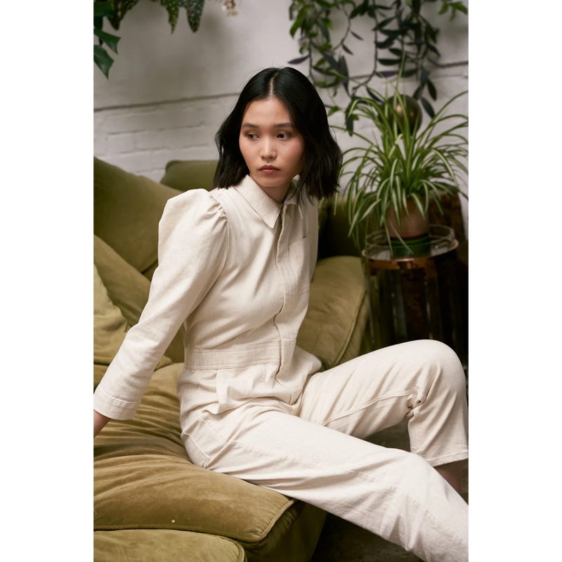 Ecru Vintage Denim Jumpsuit | Montivo Pakistan