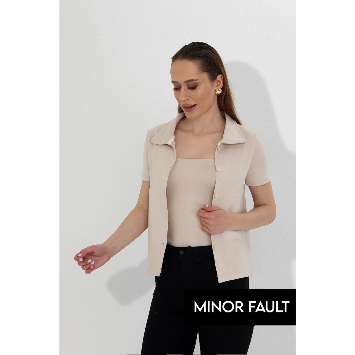 (Minor Fault) Beige Button Down Shirt | Montivo Pakistan