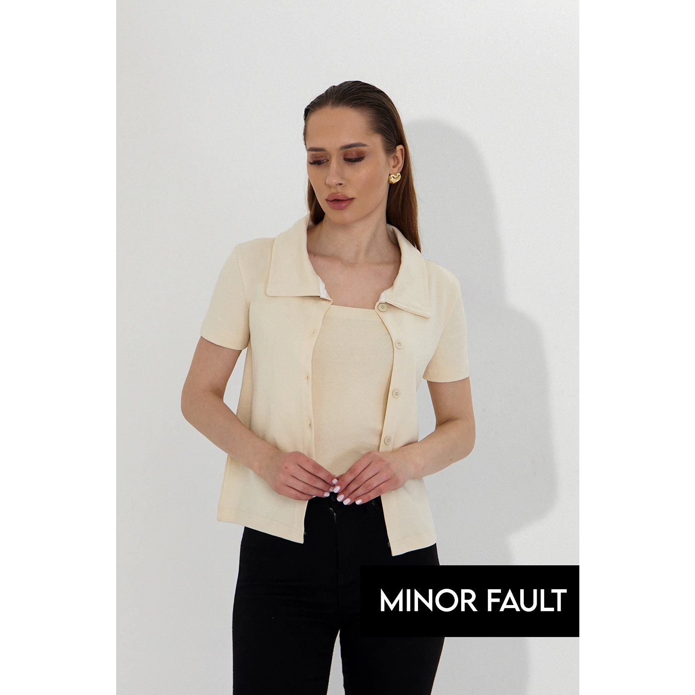 (Minor Fault) Ecru Button Down Shirt | Montivo Pakistan