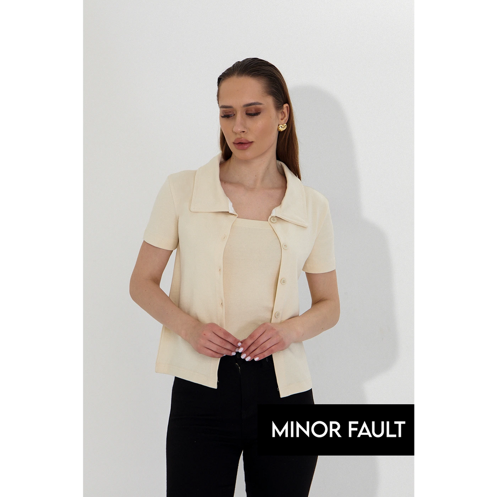 (Minor Fault) Ecru Button Down Shirt | Montivo Pakistan