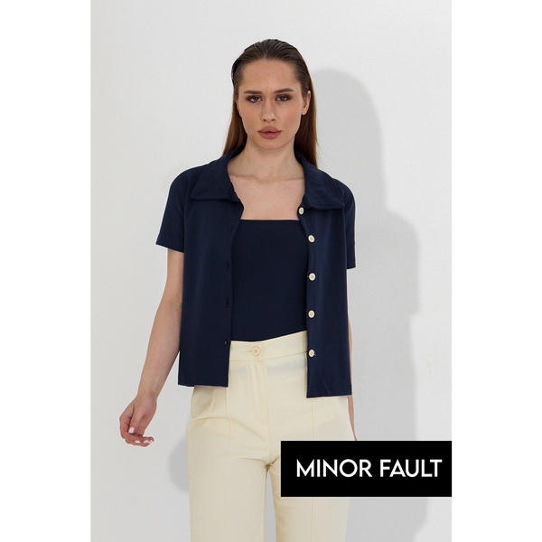 (Minor Fault) Navy Button Down Shirt | Montivo Pakistan