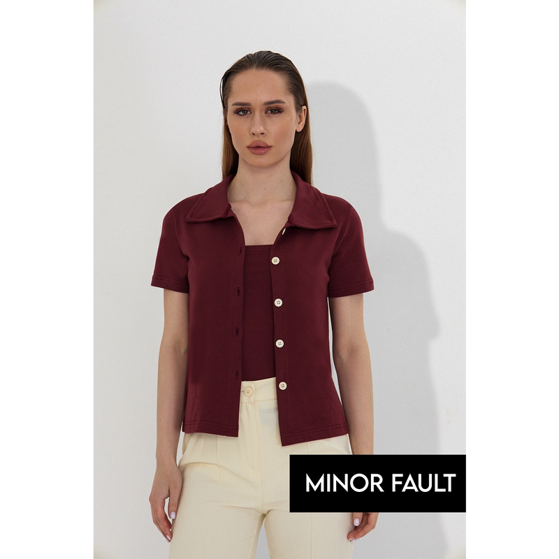 (Minor Fault) Burgundy Button Down Shirt | Montivo Pakistan