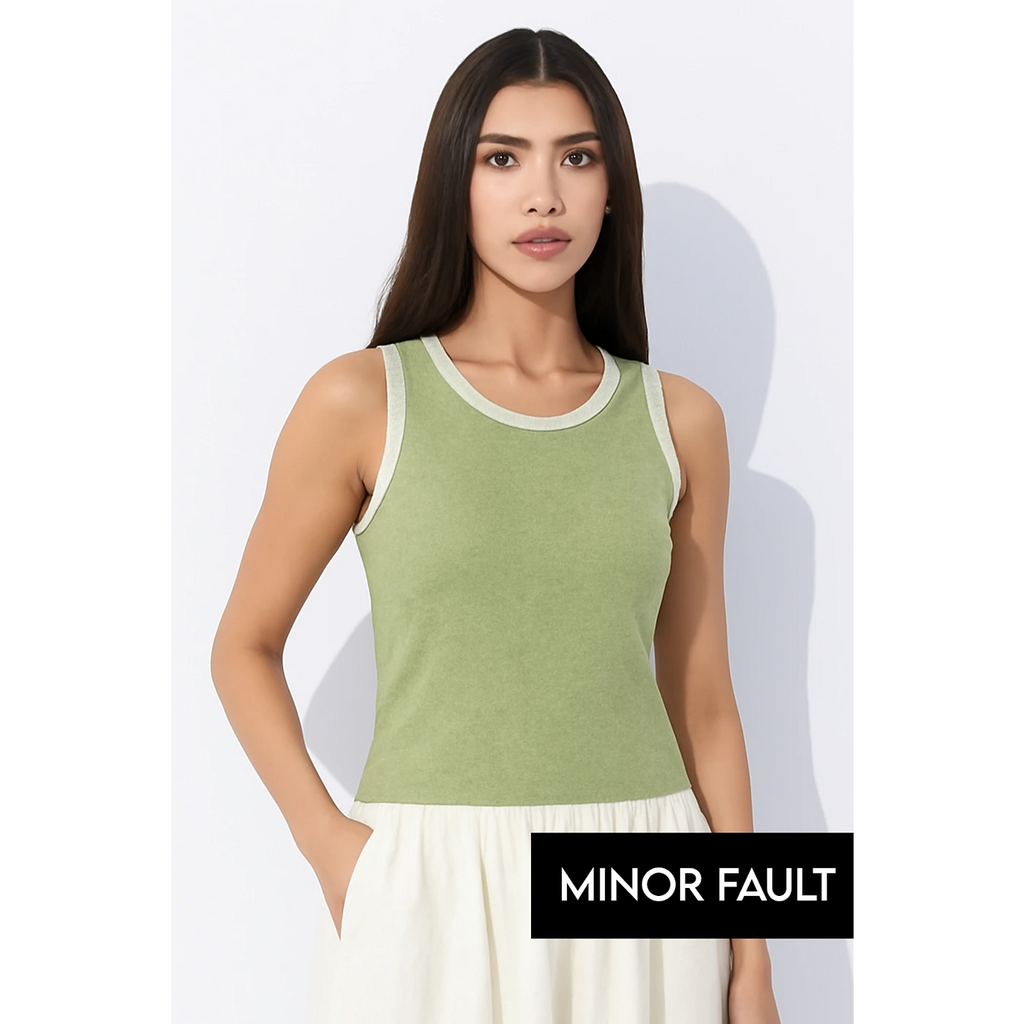 (Minor Fault) Light Green Melange Tank Top | Montivo Pakistan
