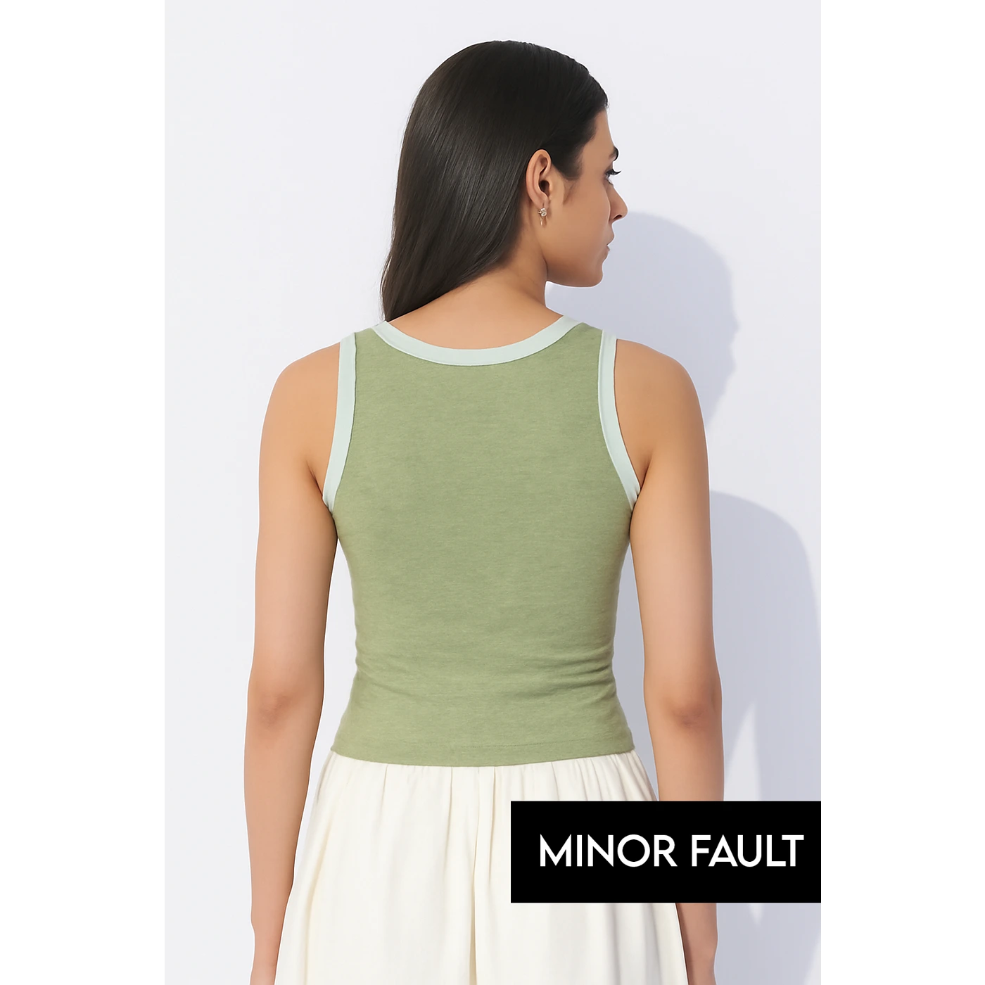(Minor Fault) Light Green Melange Tank Top | Montivo Pakistan