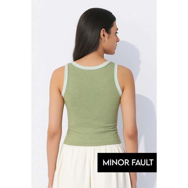 (Minor Fault) Light Green Melange Tank Top | Montivo Pakistan