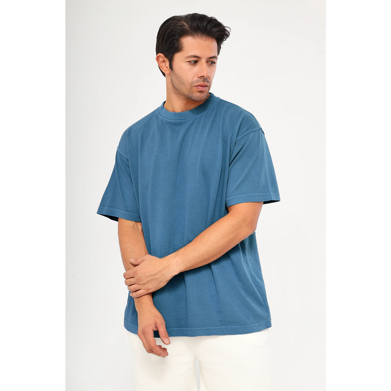 Teal Blue Washed Oversized Tshirt | Montivo Pakistan