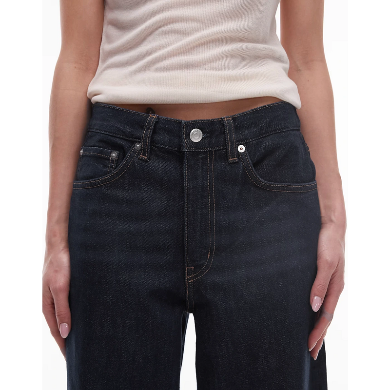 Dark Blue Rinse Wash Wide Leg Jeans | Montivo Pakistan