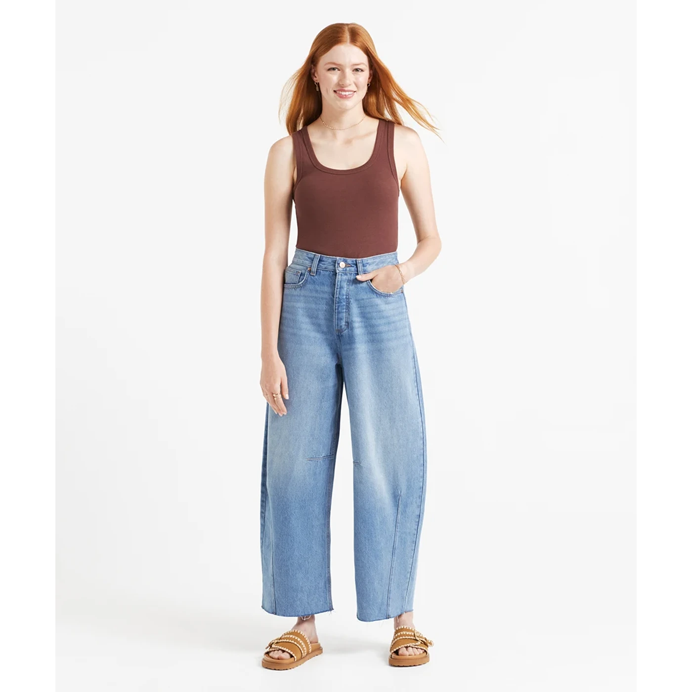 Light Blue Mid Rise Barrel Leg Jeans | Montivo Pakistan