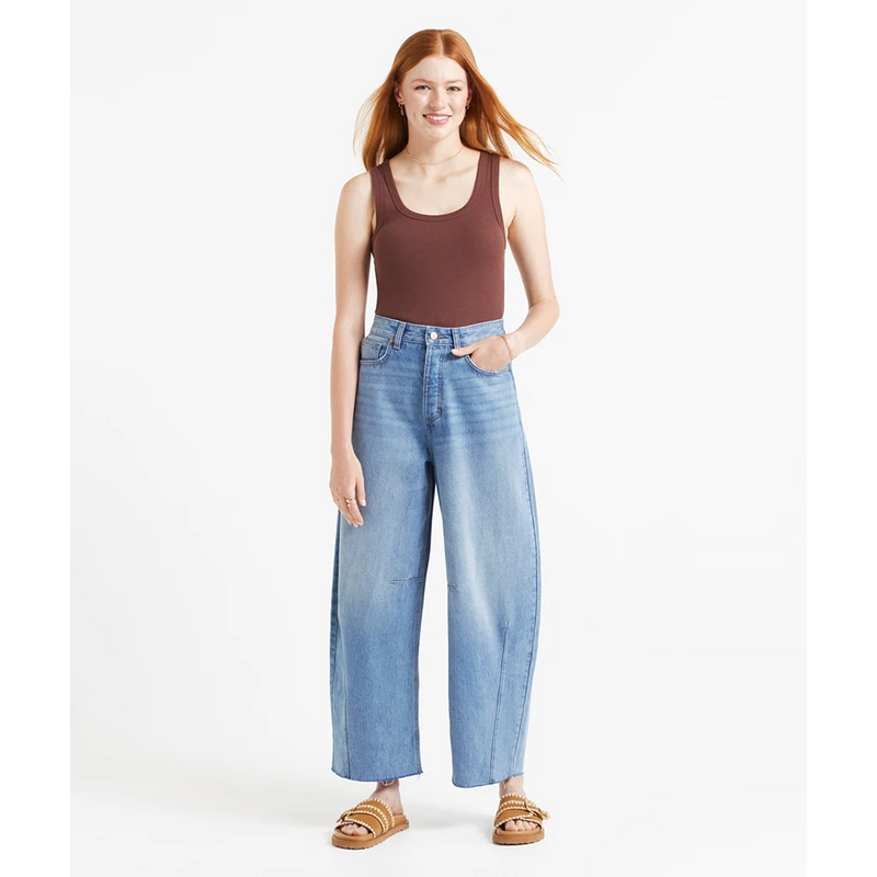 Light Blue Mid Rise Barrel Leg Jeans | Montivo Pakistan