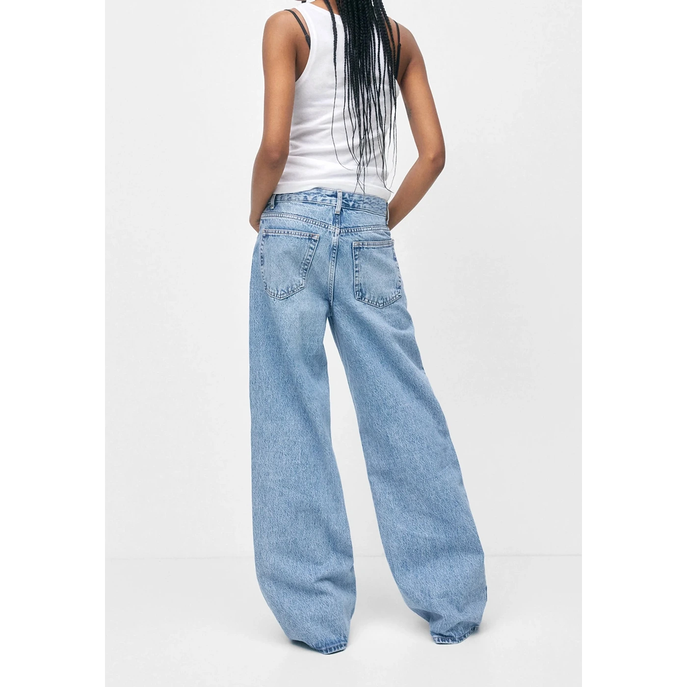 Light Blue Acid Wash Wide Leg Jeans | Montivo Pakistan