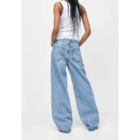 Light Blue Acid Wash Wide Leg Jeans | Montivo Pakistan