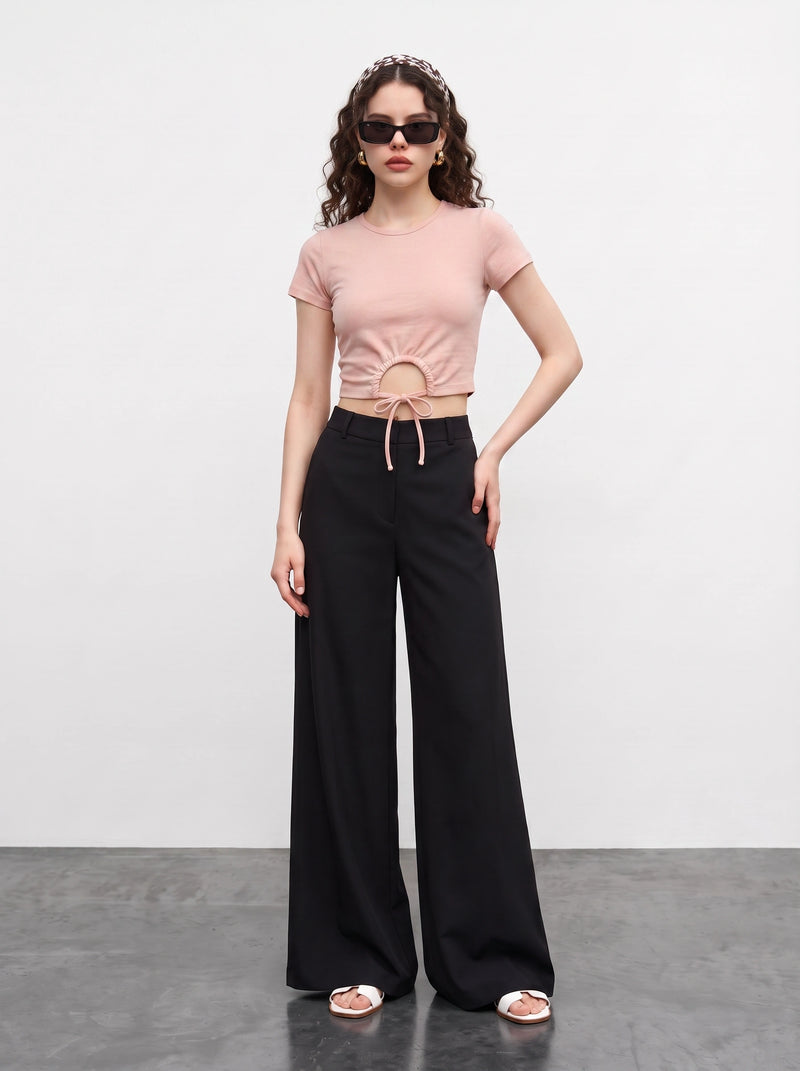 Pink Tie Knot Crop Jersey Top | Montivo Pakistan