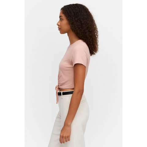 Pink Tie Knot Crop Jersey Top | Montivo Pakistan