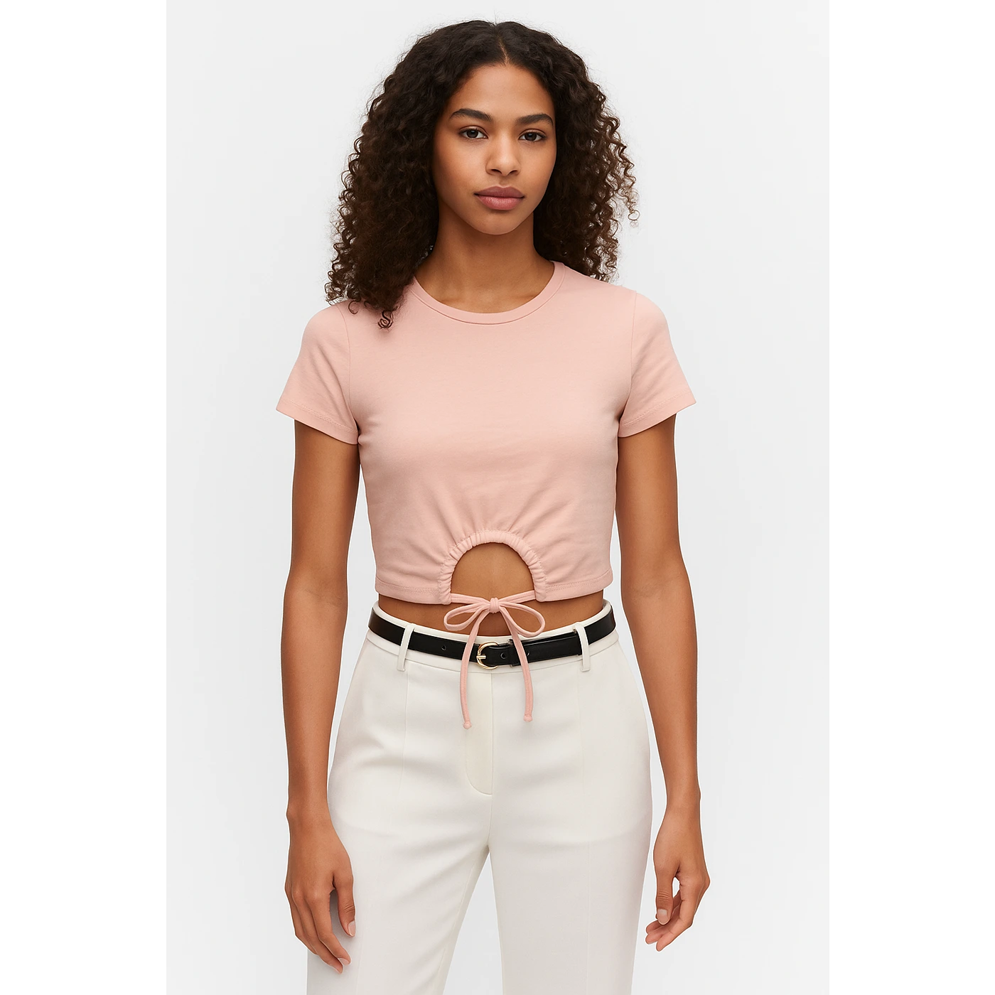 Pink Tie Knot Crop Jersey Top | Montivo Pakistan