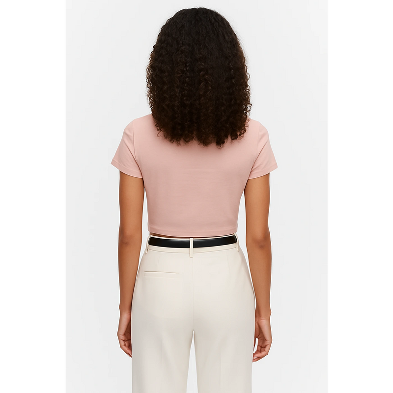 Pink Tie Knot Crop Jersey Top | Montivo Pakistan