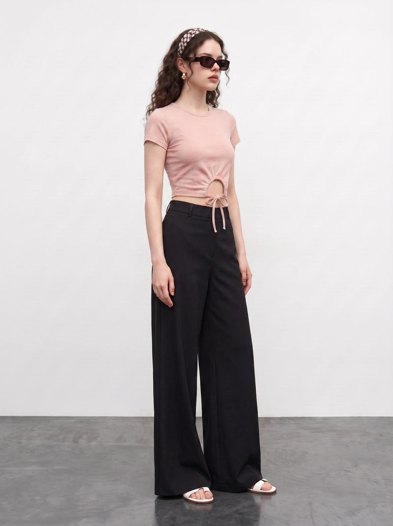 Pink Tie Knot Crop Jersey Top | Montivo Pakistan