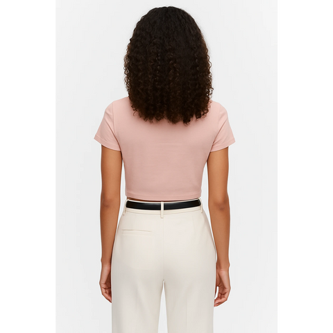 Pink Tie Knot Crop Jersey Top | Montivo Pakistan