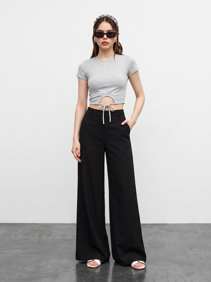 Grey Tie Knot Crop Jersey Top | Montivo Pakistan