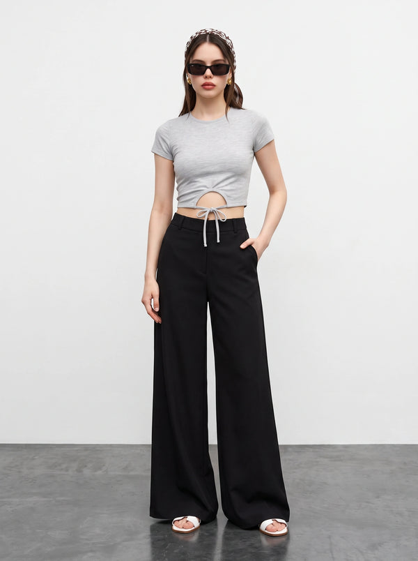 Grey Tie Knot Crop Jersey Top | Montivo Pakistan