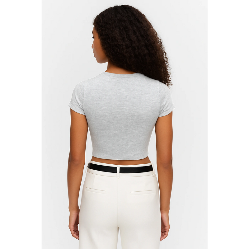 Grey Tie Knot Crop Jersey Top | Montivo Pakistan