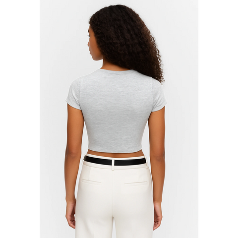 Grey Tie Knot Crop Jersey Top | Montivo Pakistan